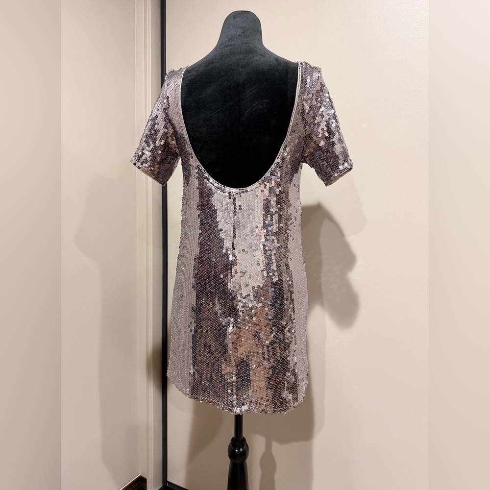 Abercrombie & Fitch Silver Sequin Mini Dress - Picture 4 of 5